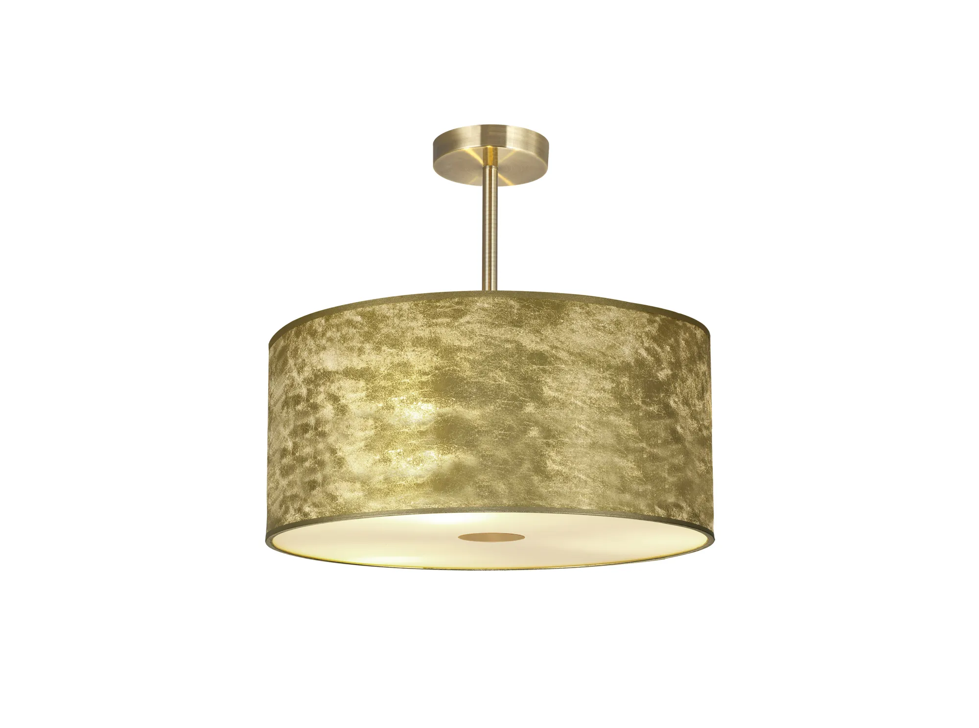 DK0833  Baymont 50cm Semi Flush 3 Light Antique Brass, Gold Leaf, Frosted Diffuser